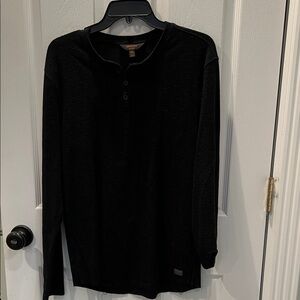 Men's Black Long Sleeve Henley by Outpost Maker’s